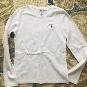 Ralph Lauren long sleeve girls T-shirt white sz L